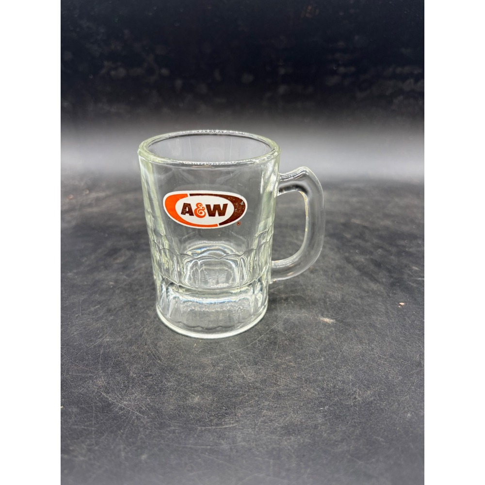 Vintage AW Root Beer Mini Glass Mug Collectible Soda Advertising Souvenir Clear